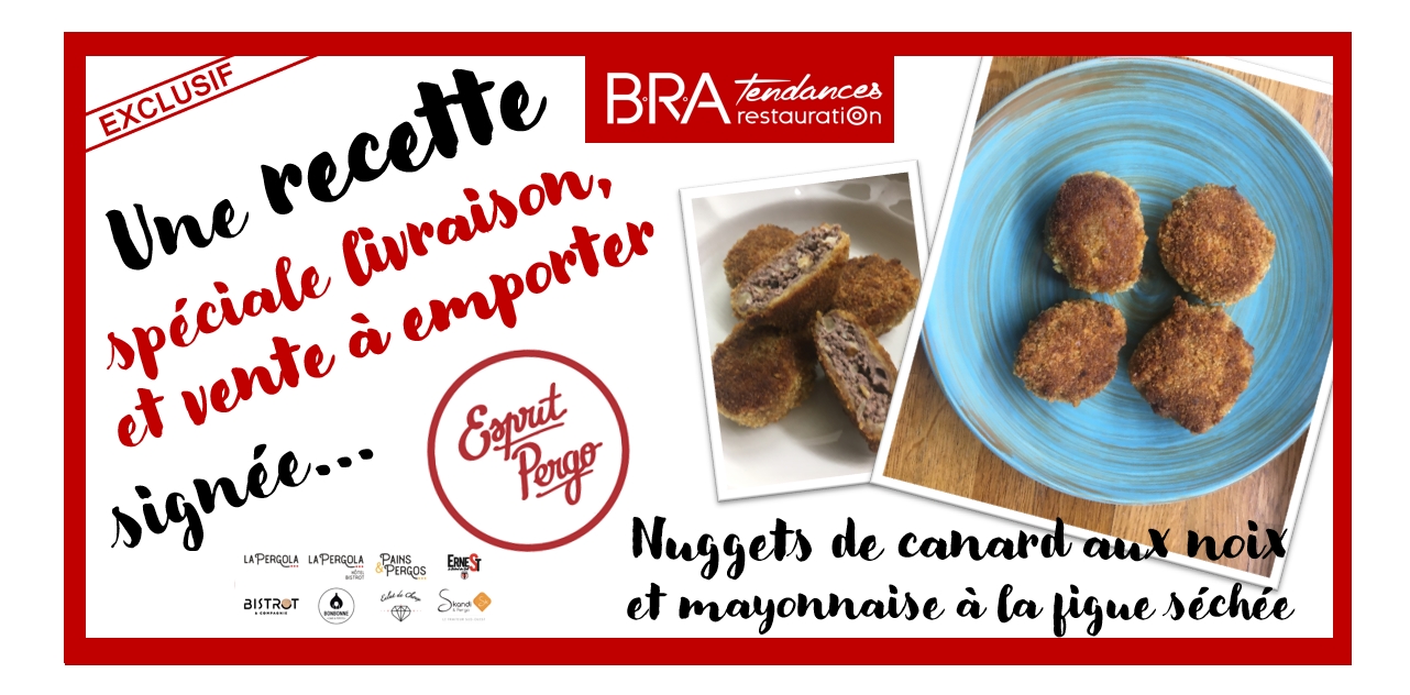 VAE & livraison : Nuggets de canard aux noix & mayonnaise à la figue séchée, par Esprit Pergo