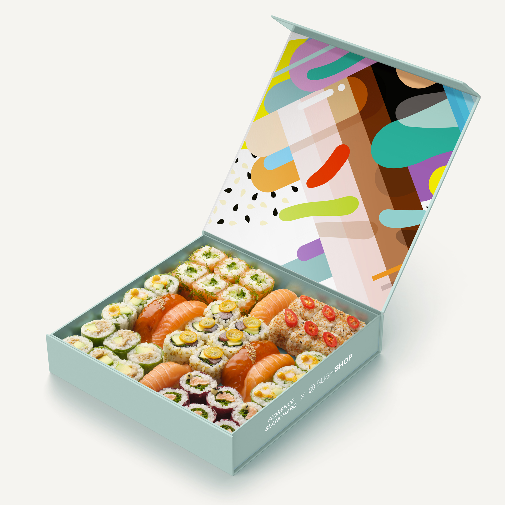 Une collaboration graphique et artistique avec Sushi Shop x Florence Blanchard